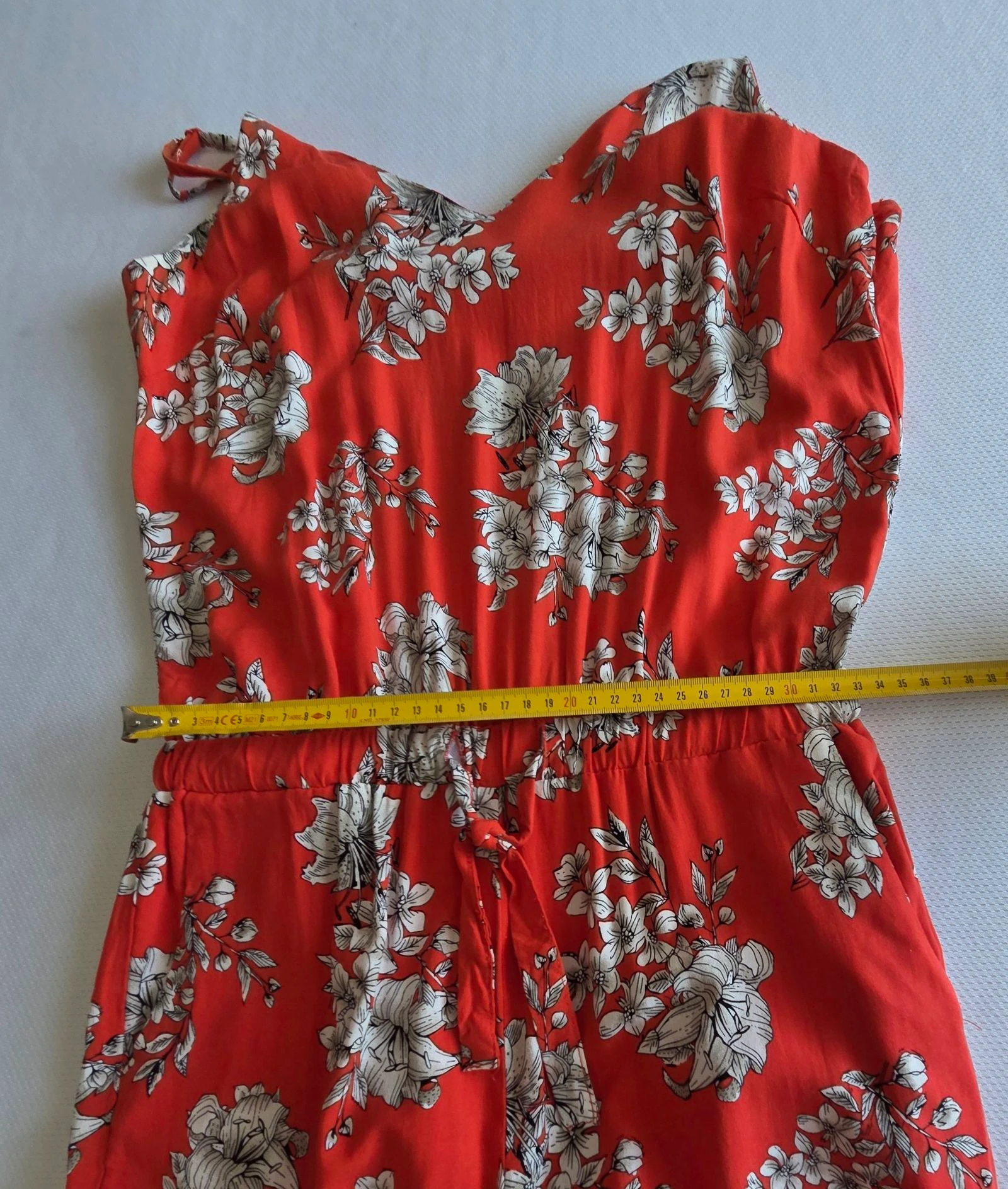 Combi-broek rood koraal met bloemenprint M 38 lichte combinatie bretels – photo 8